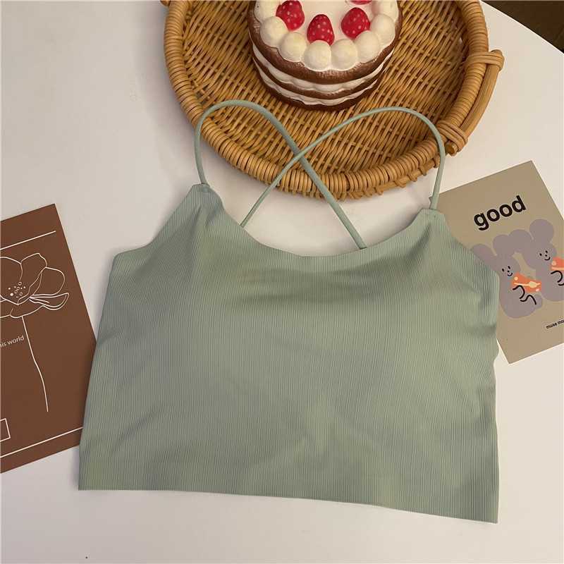 ブラトップ クロスストラップ キャミソール ブラ付き ノンワイヤー 下着