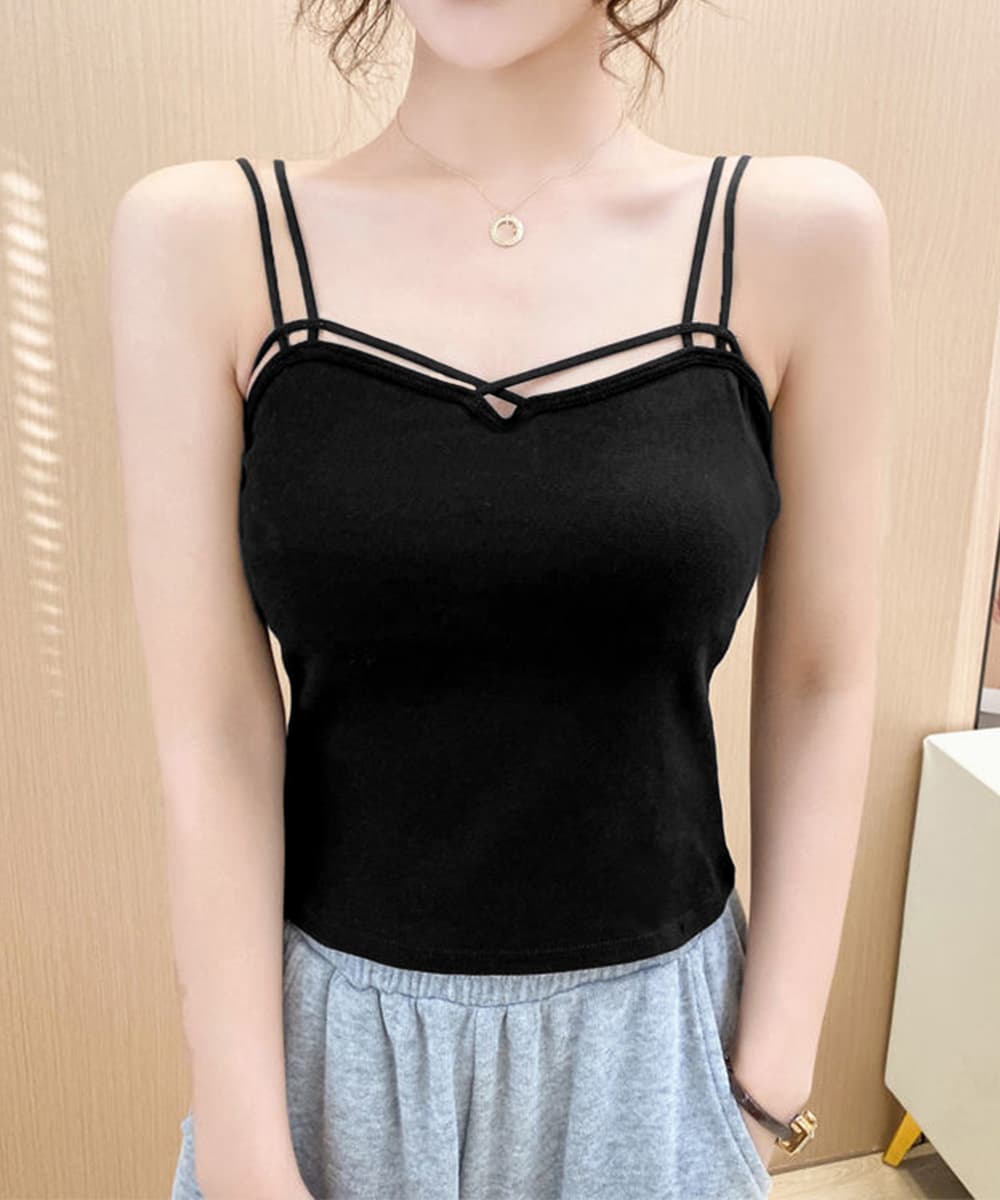ブラトップ クロスストラップ カップ付きキャミソール