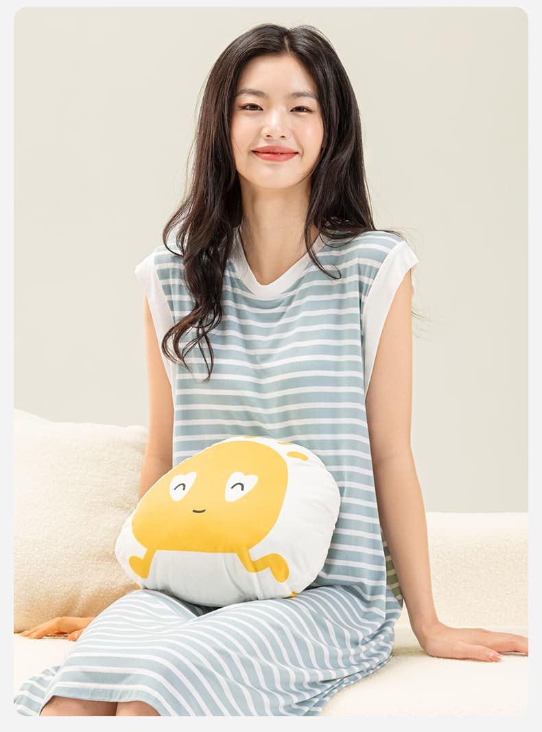 ブラトップ ゆったりストライプ柄ワンピース