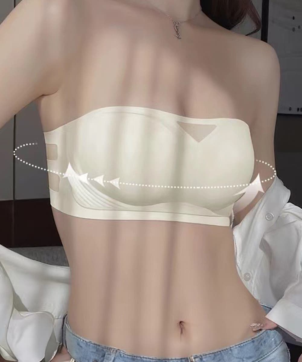 ブラトップ ずれない美胸チューブブラ ノンワイヤー盛れる脇高設計