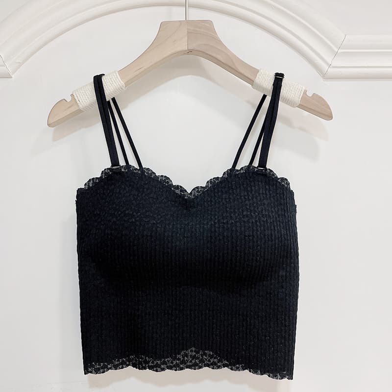 華やか刺繍レースブラトップ