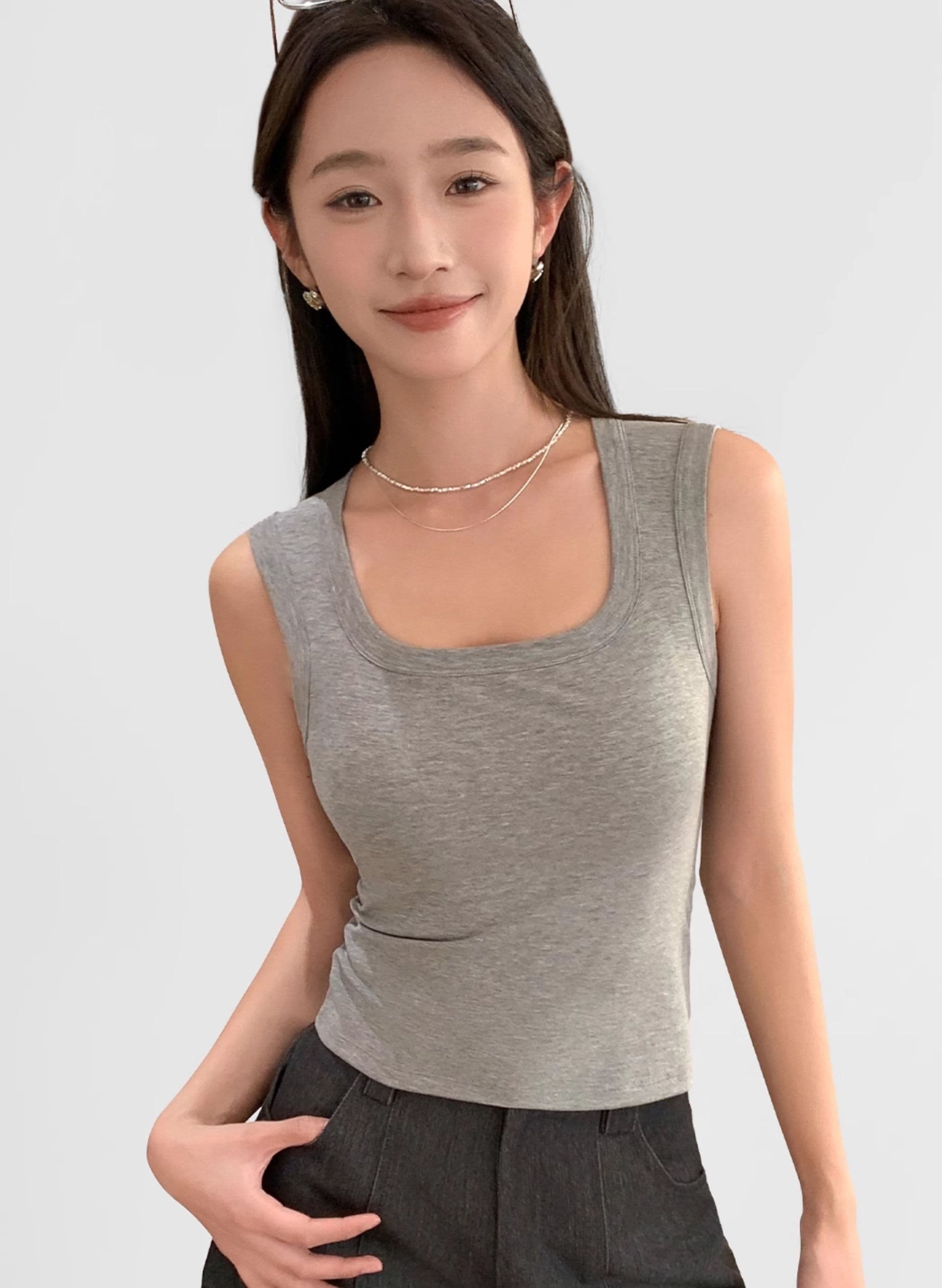 ブラトップ スクエアネック 美シルエットブラトップ