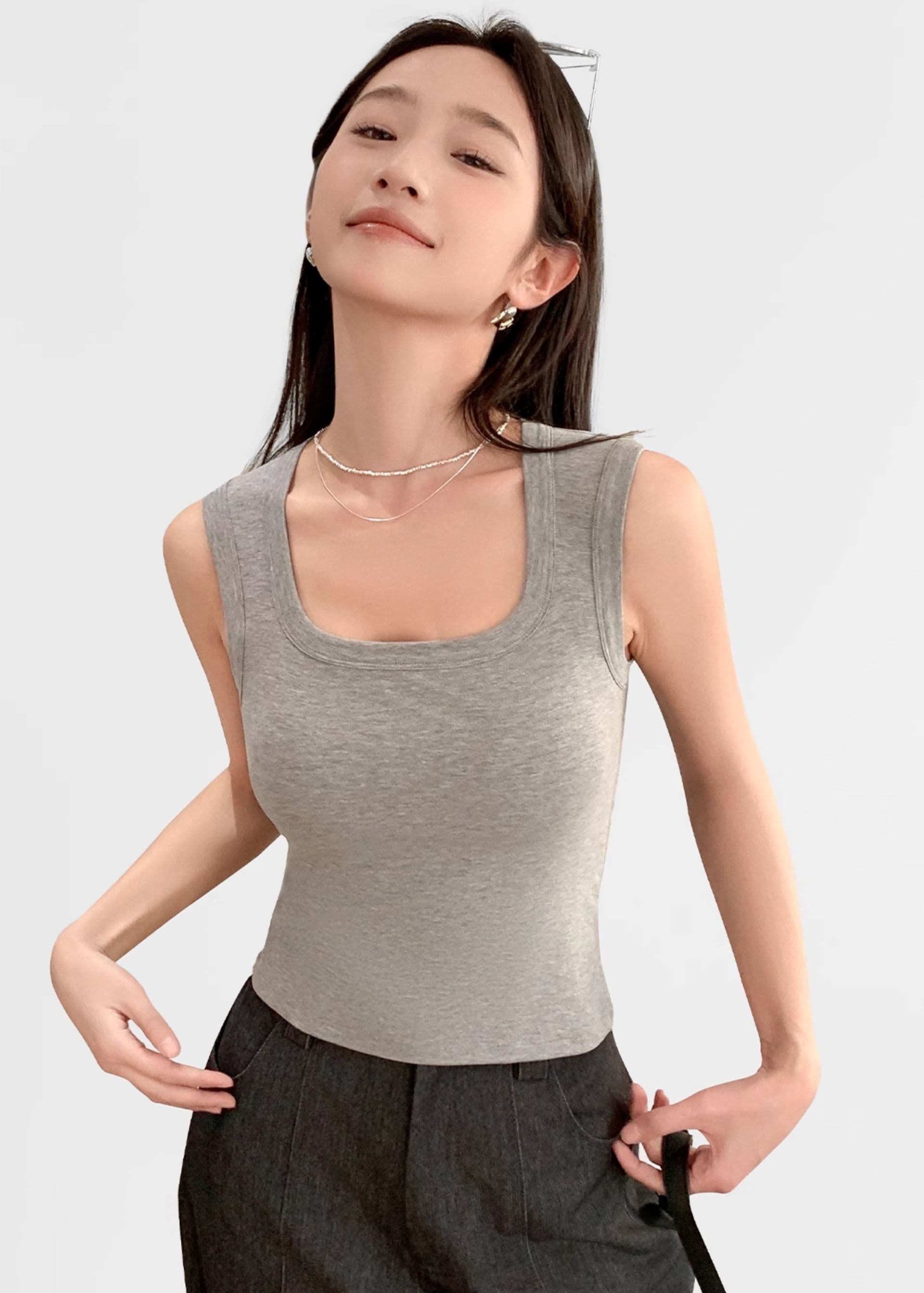ブラトップ スクエアネック 美シルエットブラトップ