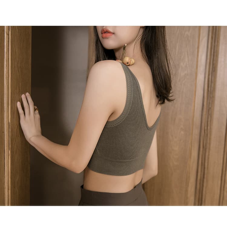 ブラトップ シンプル美胸リブタンクトップ
