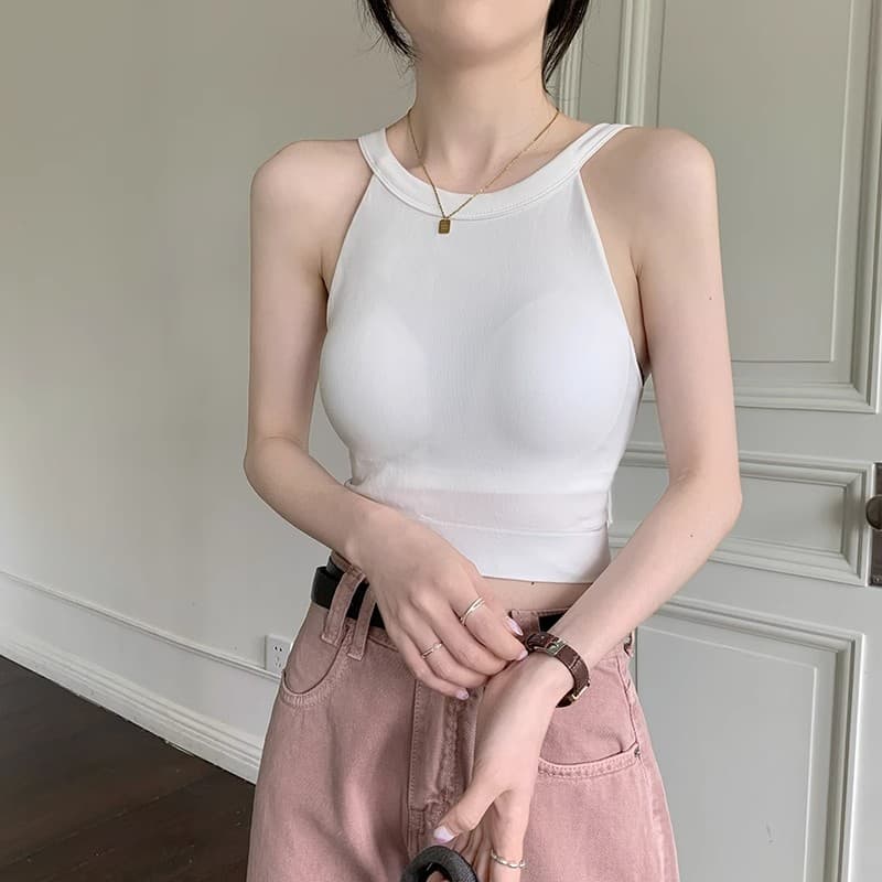 すっきりシルエット ホルターネックブラトップ