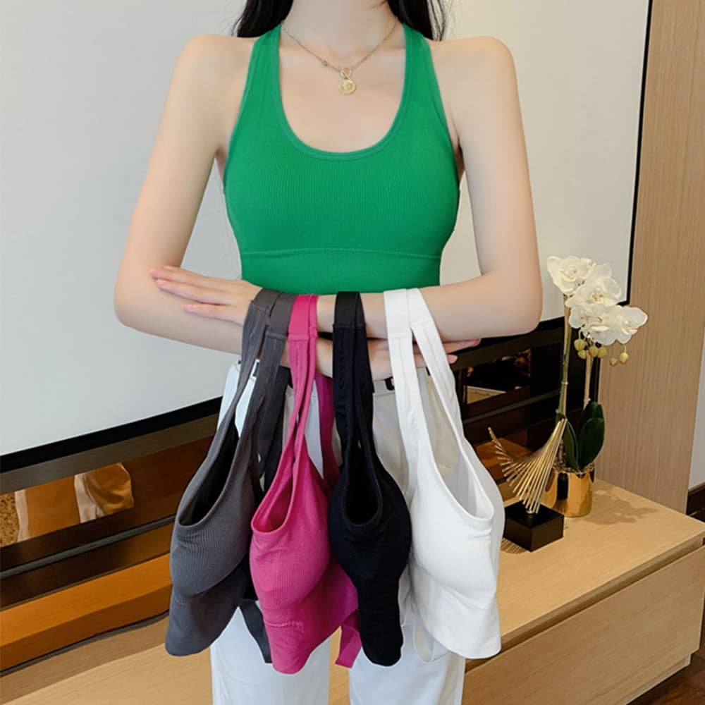 ヨガ用背中交差カップ付きブラトップ