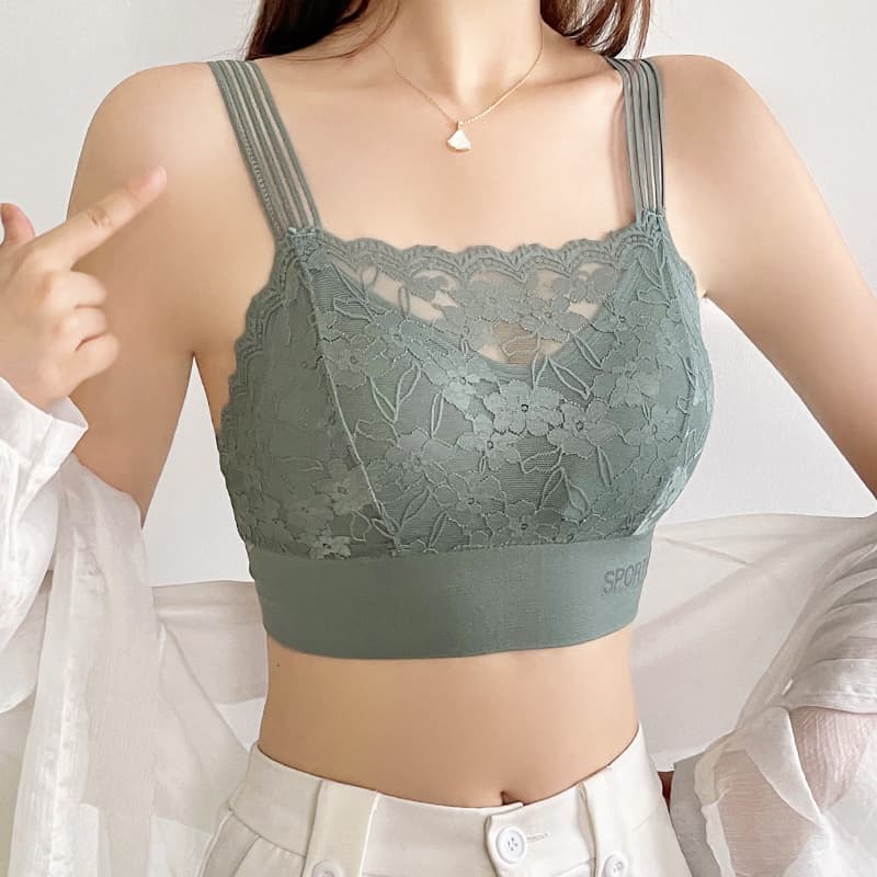 花柄レース編み込みブラトップ