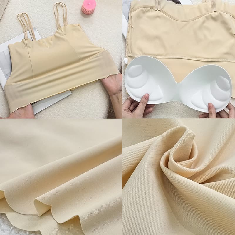 冷感接触キャミソール ブラトップ ノンワイヤー スカラップ