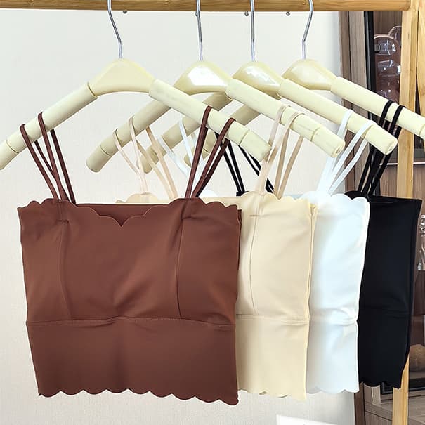 冷感接触キャミソール ブラトップ ノンワイヤー スカラップ