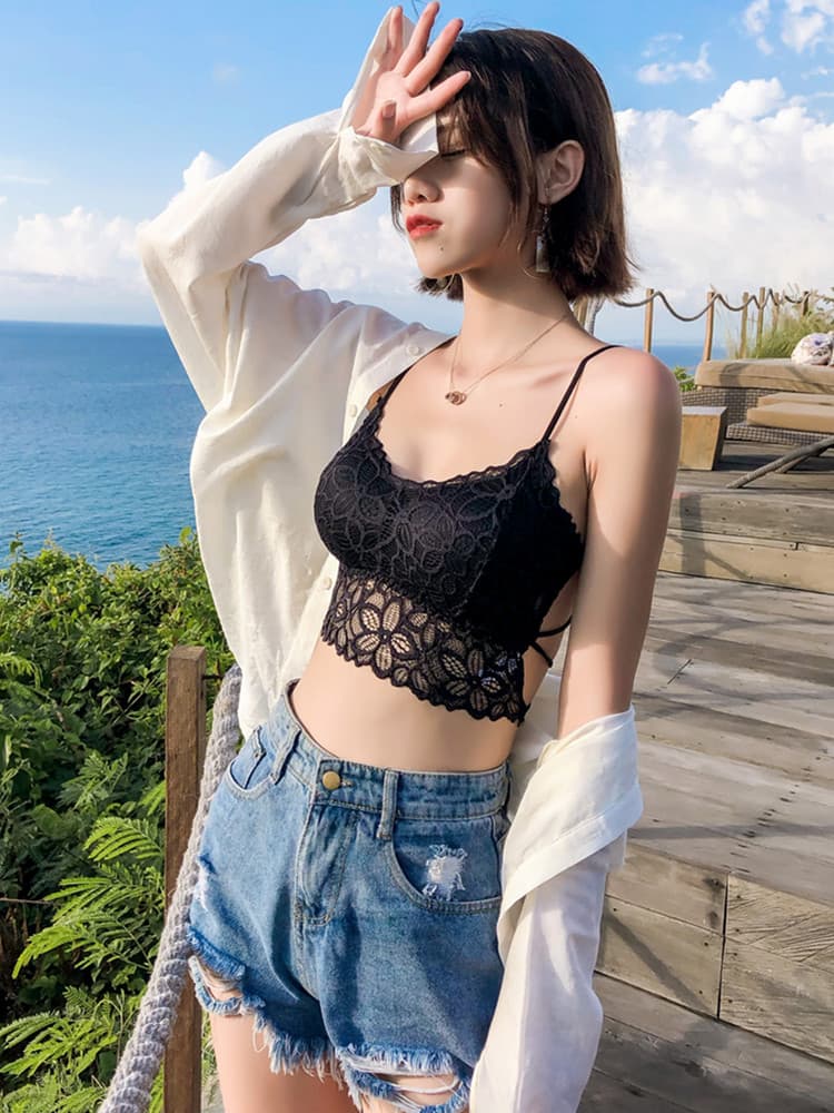 花柄レース美胸ブラトップ