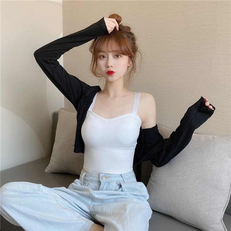 美シルエット 胸元安心ブラトップ