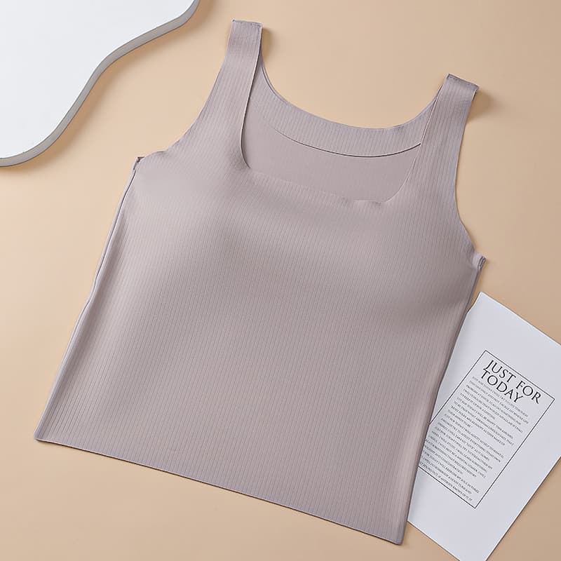ブラトップ シームレスリブ編み無縫製ブラタンク