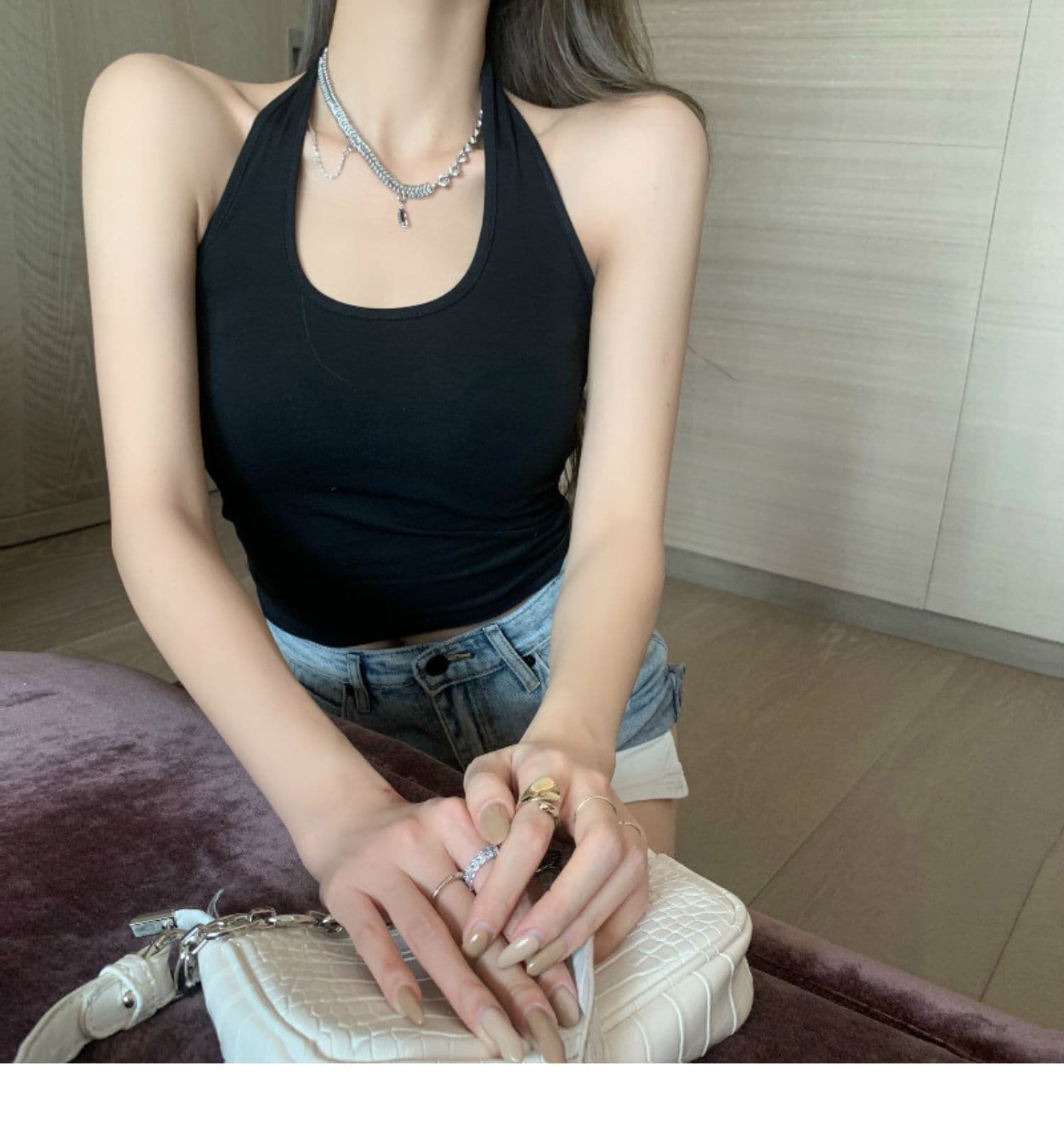 すっきり美姿勢ホルターネックブラトップ