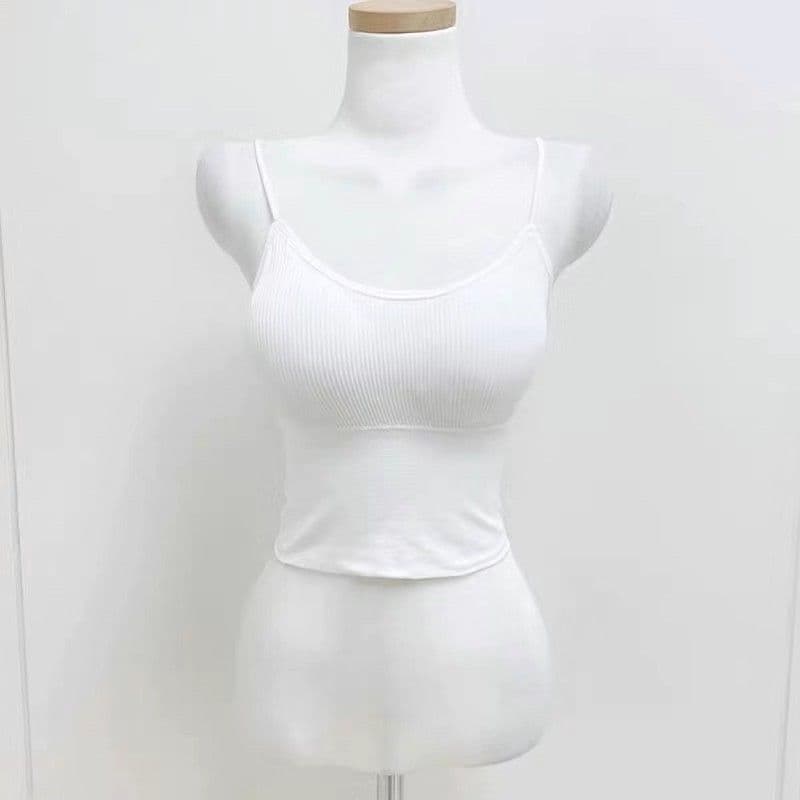 ブラトップ リブ編み美胸キャミソール